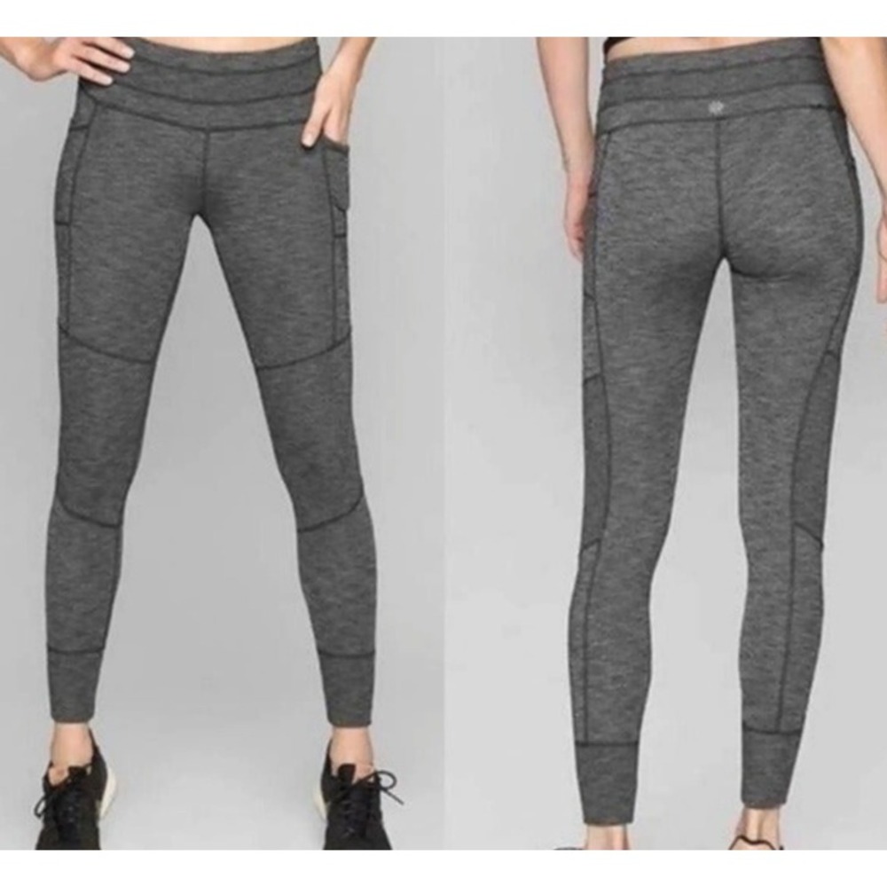 Athleta Headliner Stash Tight Heather Grey Moto Pockets Leggings Womens Medium